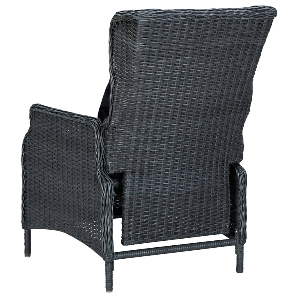 3-delige Loungeset met kussens poly rattan donkergrijs