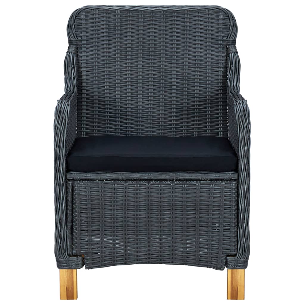 3-delige Loungeset met kussens poly rattan donkergrijs