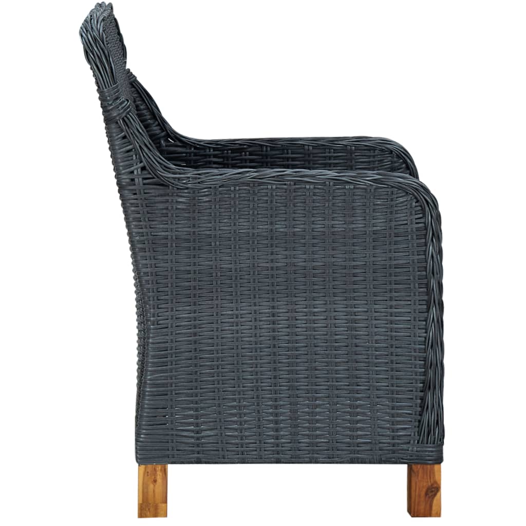 3-delige Loungeset met kussens poly rattan donkergrijs