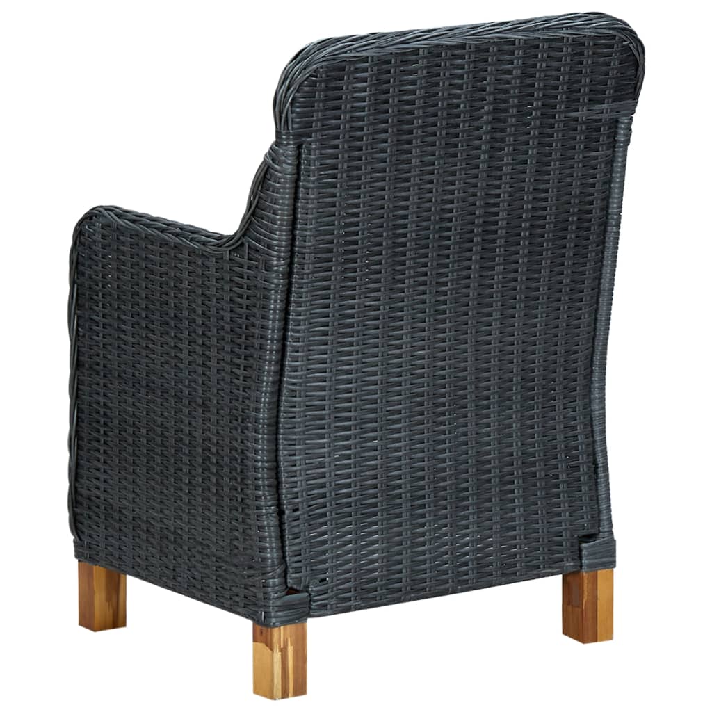 3-delige Loungeset met kussens poly rattan donkergrijs