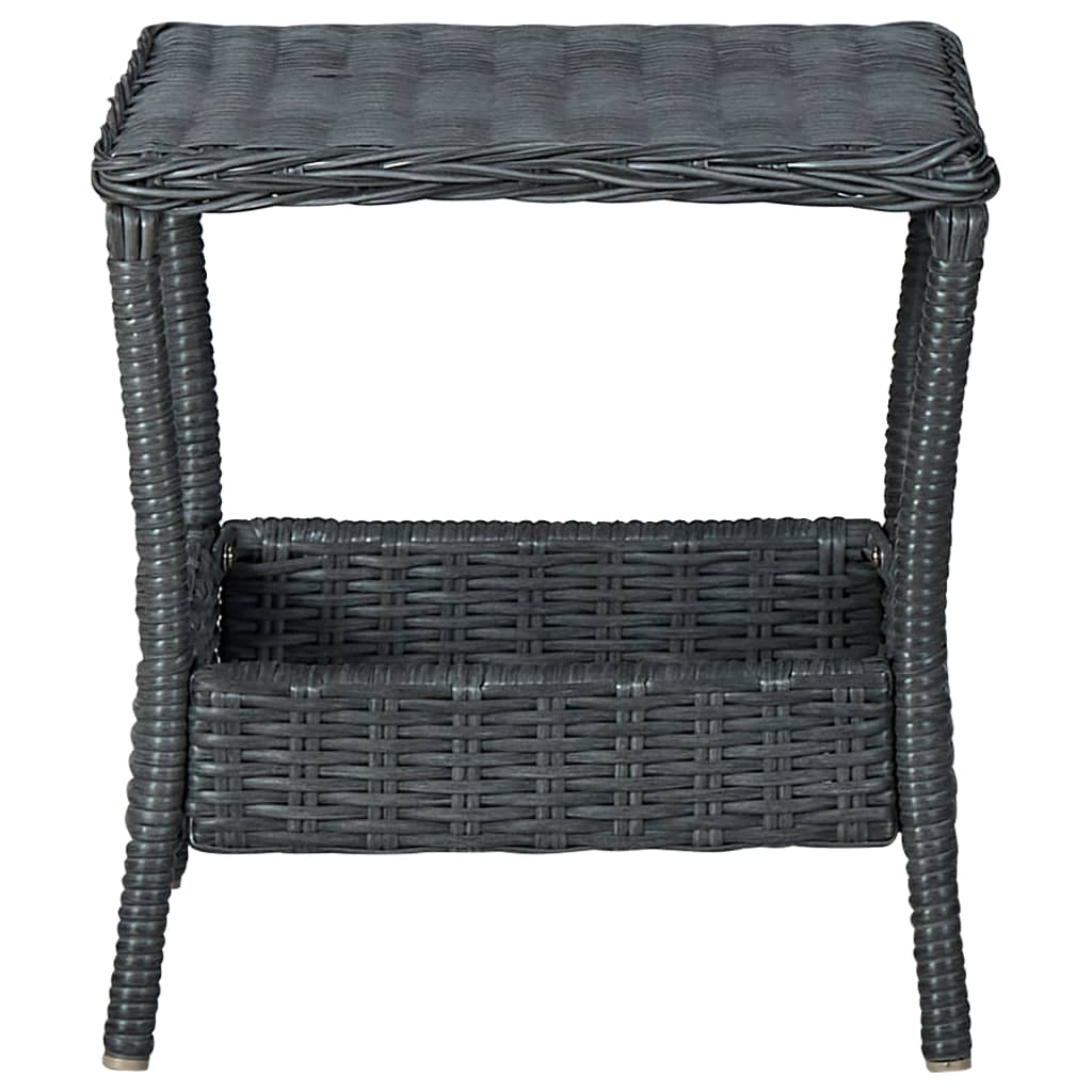 3-delige Loungeset met kussens poly rattan donkergrijs