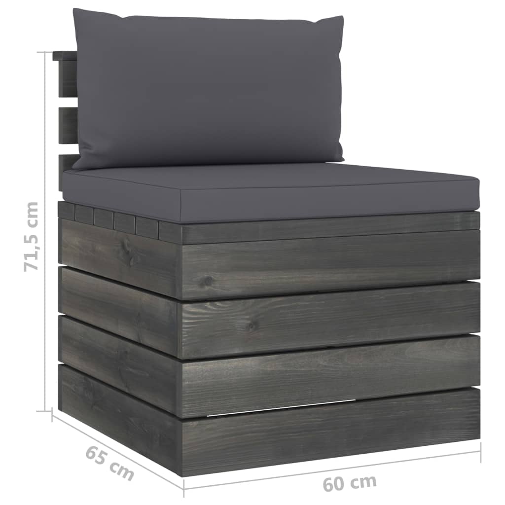 2-delige Loungeset met kussens pallet massief grenenhout