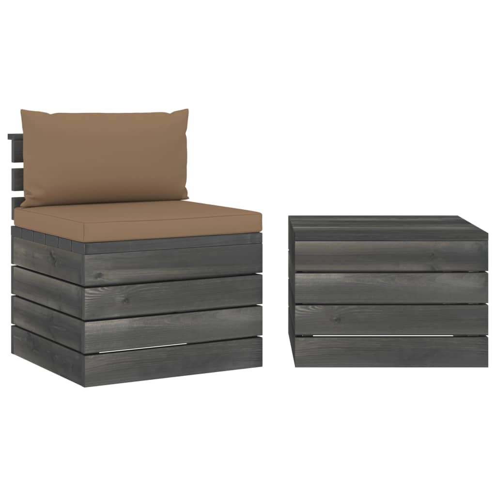 2-delige Loungeset met kussens pallet massief grenenhout