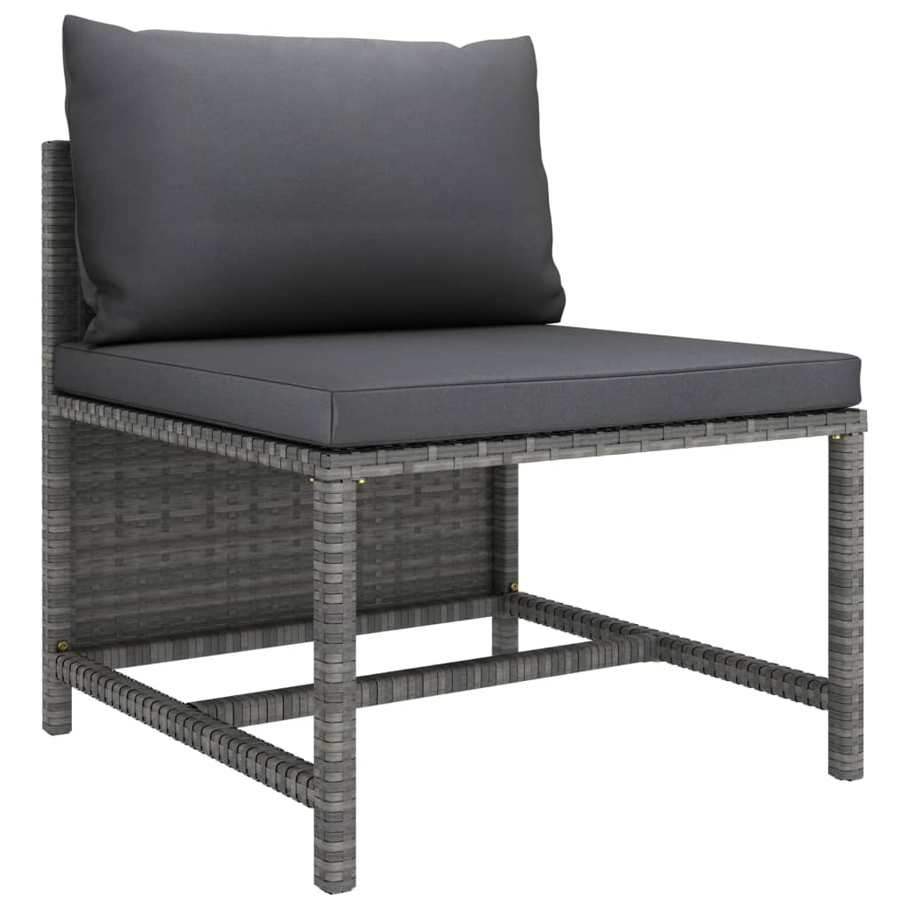 10-delige Loungeset met kussens poly rattan grijs