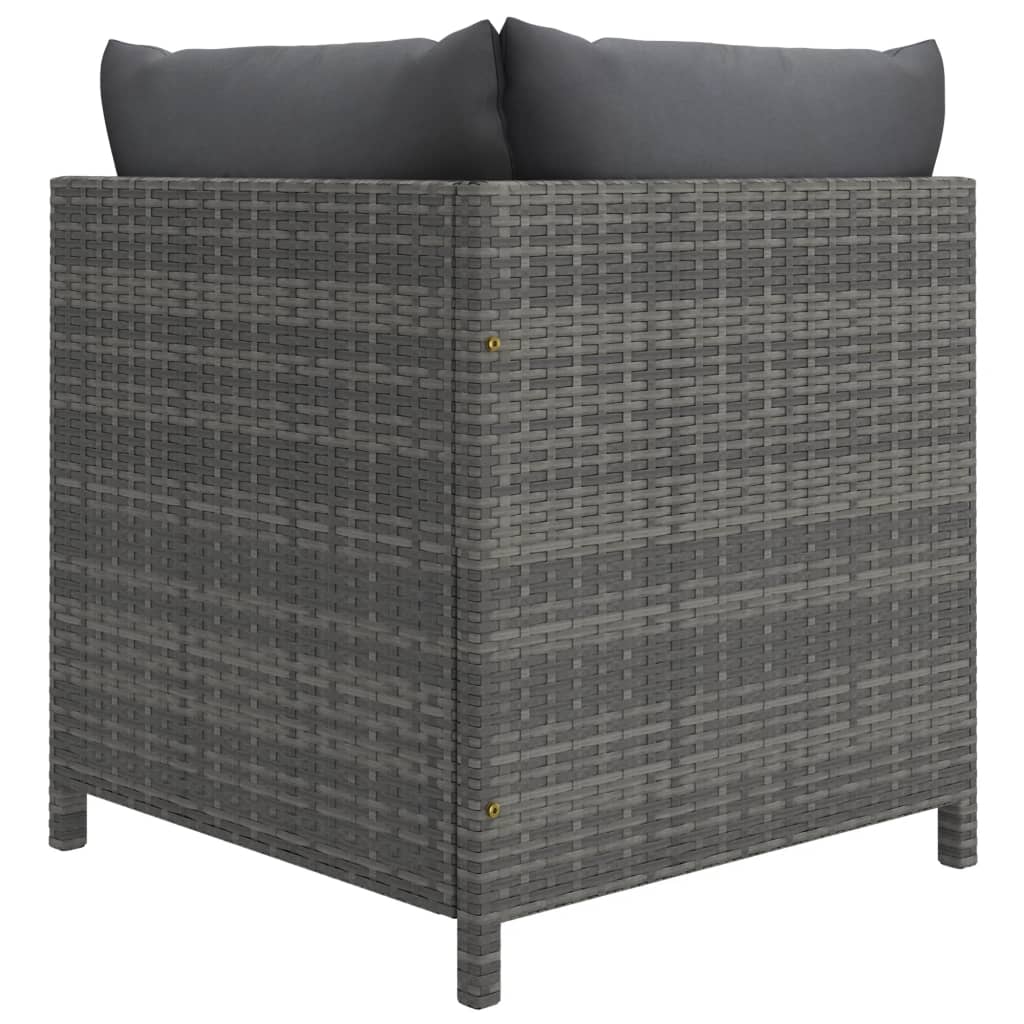 11-delige Loungeset met kussens poly rattan grijs