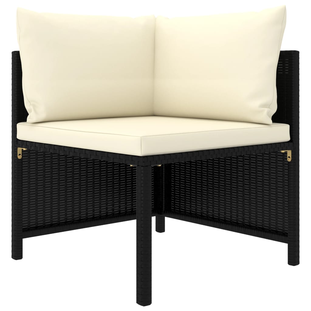 10-delige Loungeset met kussens poly rattan zwart