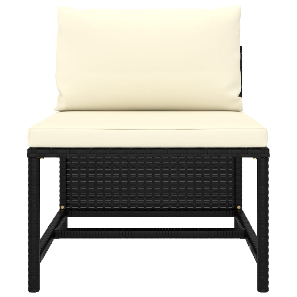 11-delige Loungeset met kussens poly rattan zwart