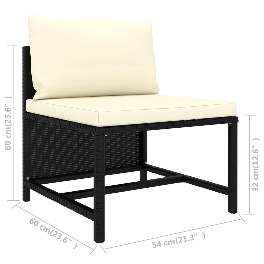 11-delige Loungeset met kussens poly rattan zwart