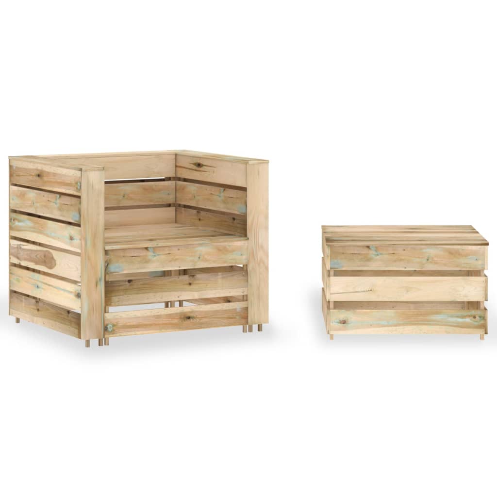 2-delige Loungeset pallet geïmpregneerd grenenhout