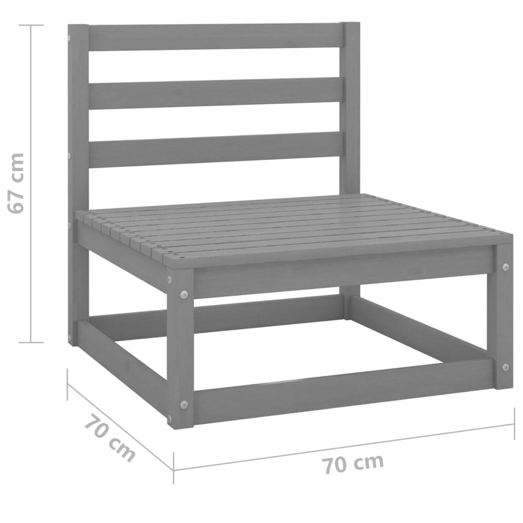 3-delige Loungeset massief grenenhout grijs