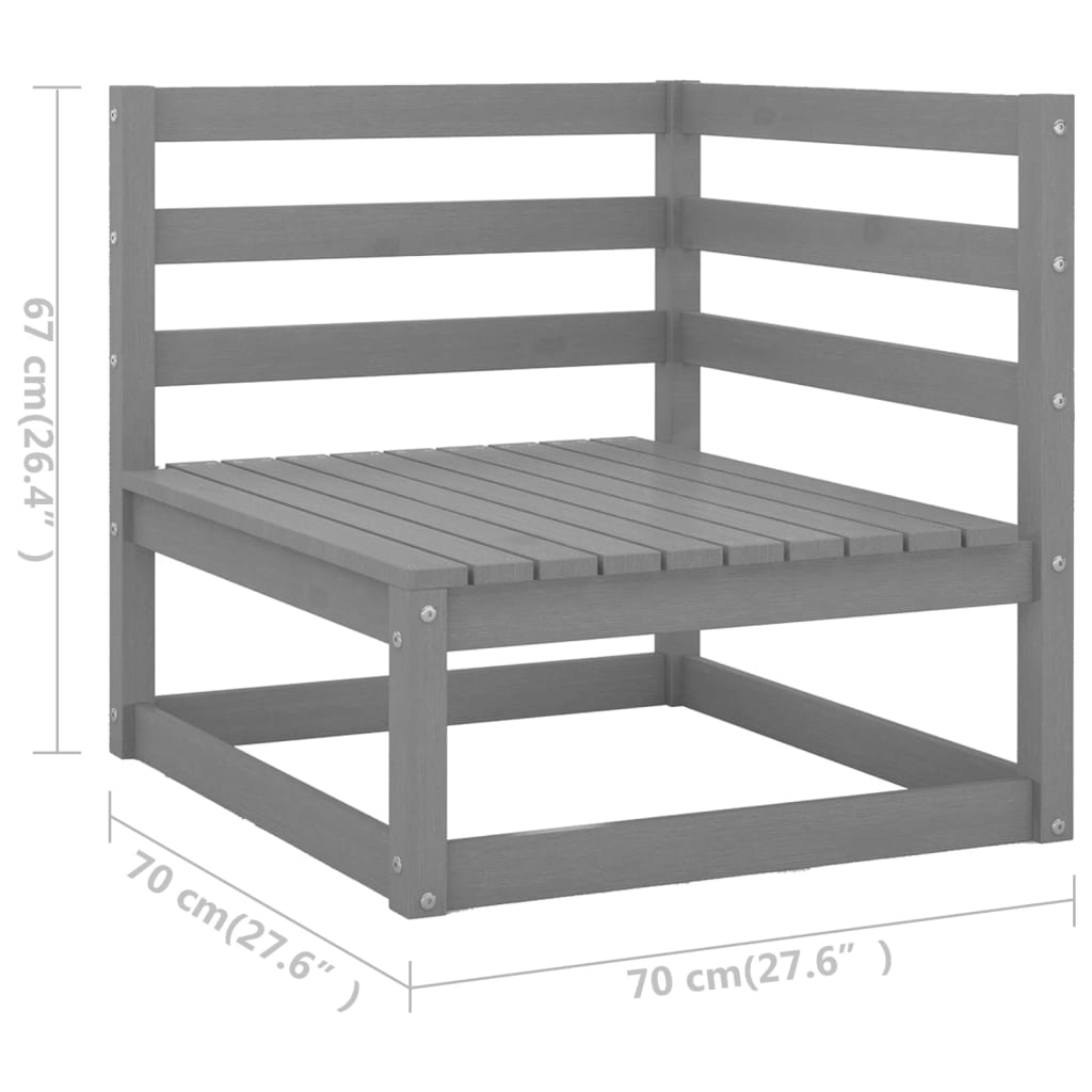 2-delige Loungeset met kussens massief grenenhout grijs