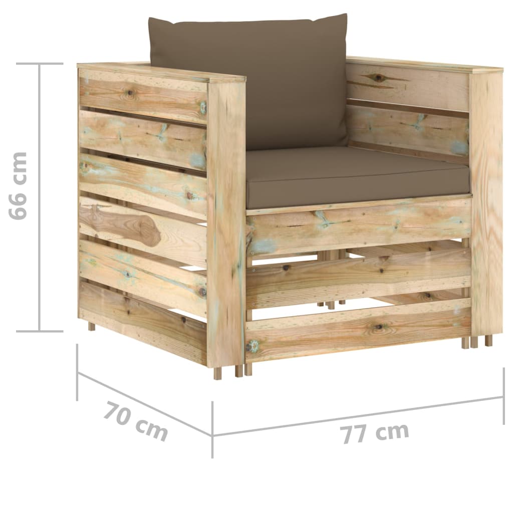 2-delige Loungeset met kussens groen geïmpregneerd hout