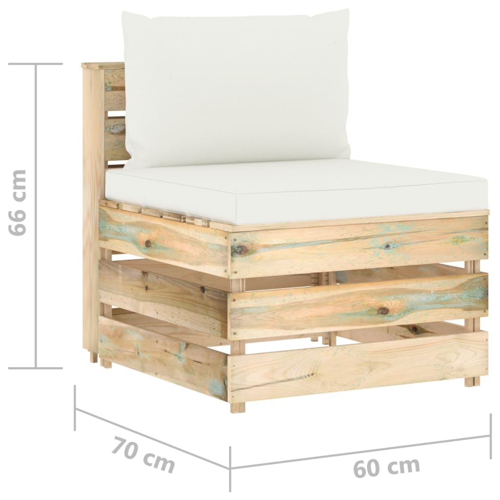 3-delige Loungeset met kussens groen geïmpregneerd hout