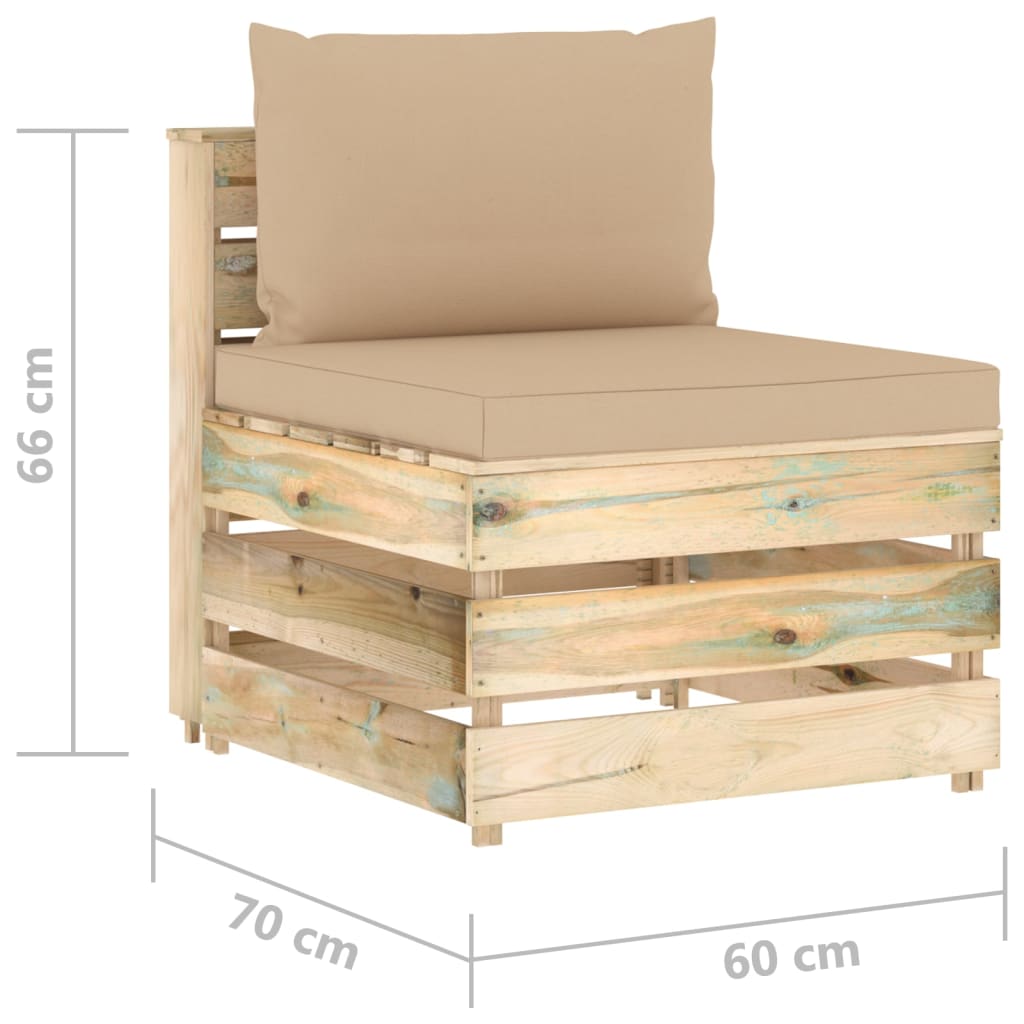 3-delige Loungeset met kussens groen geïmpregneerd hout