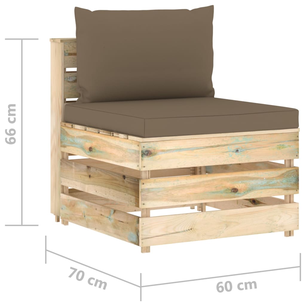 3-delige Loungeset met kussens groen geïmpregneerd hout