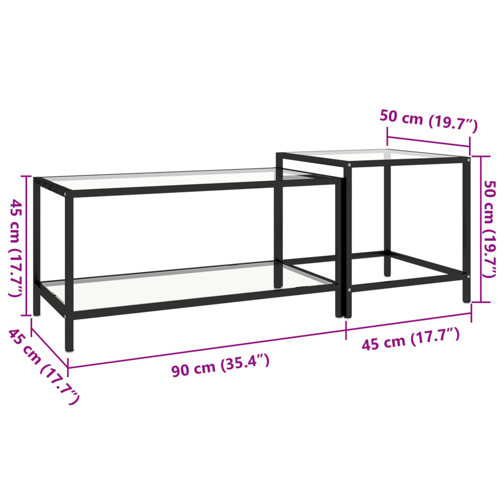 2-delige Salontafelset gehard glas transparant