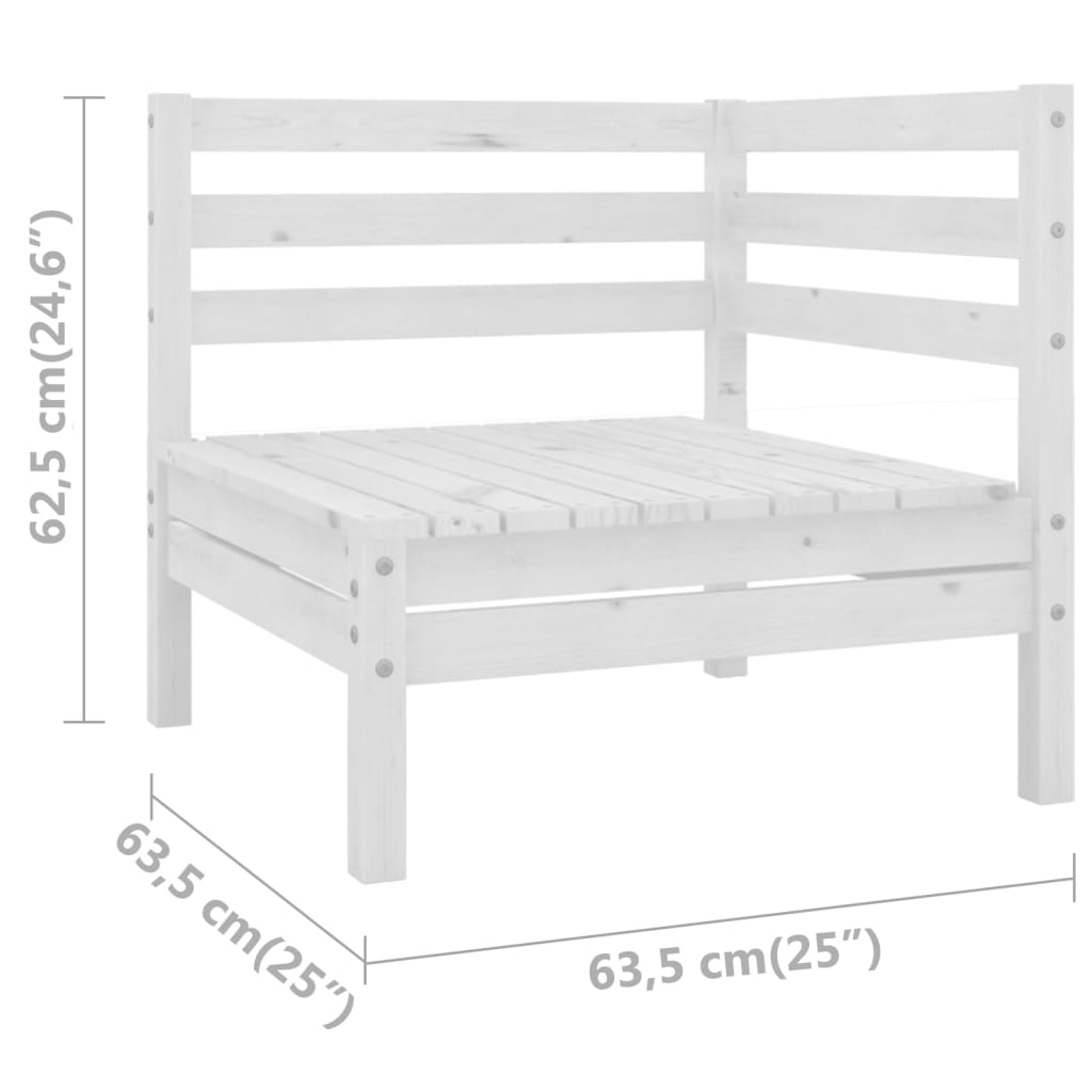 3-delige Loungeset massief grenenhout wit