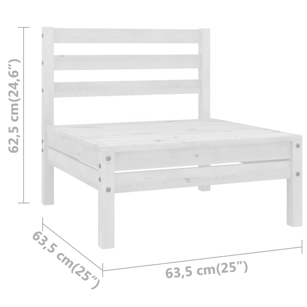 3-delige Loungeset massief grenenhout wit