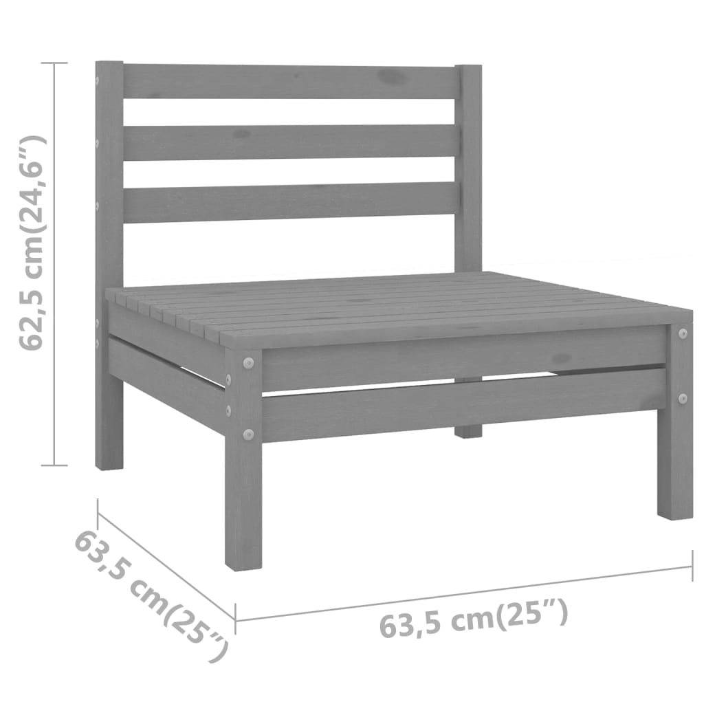 3-delige Loungeset massief grenenhout grijs