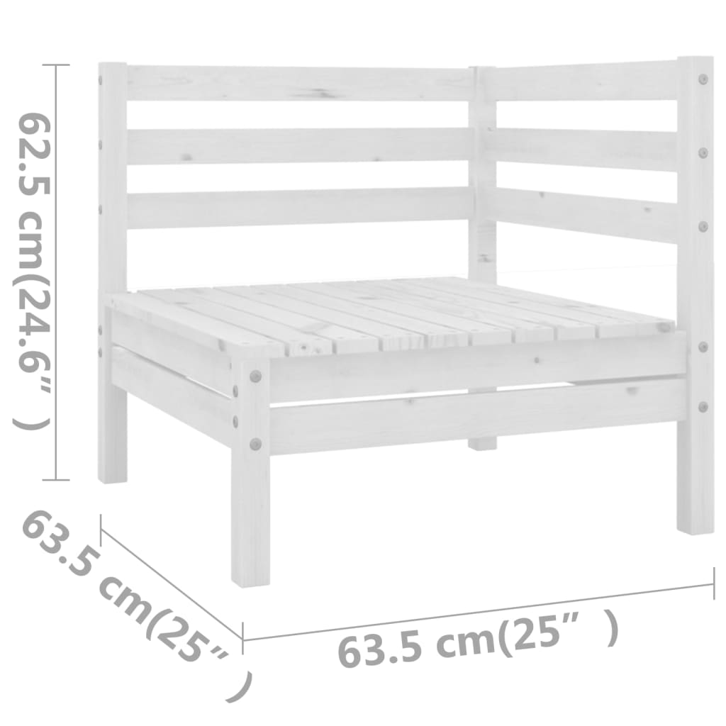 3-delige Loungeset massief grenenhout wit