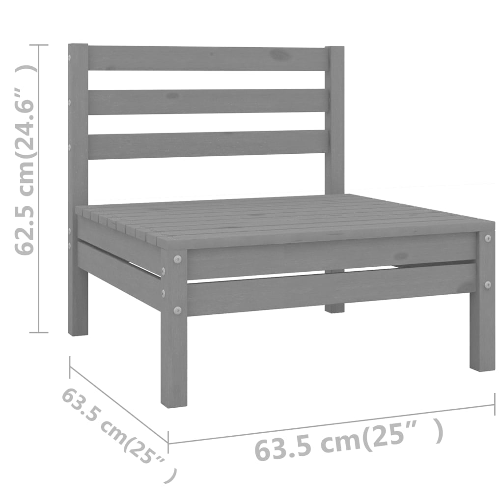 3-delige Loungeset massief grenenhout grijs