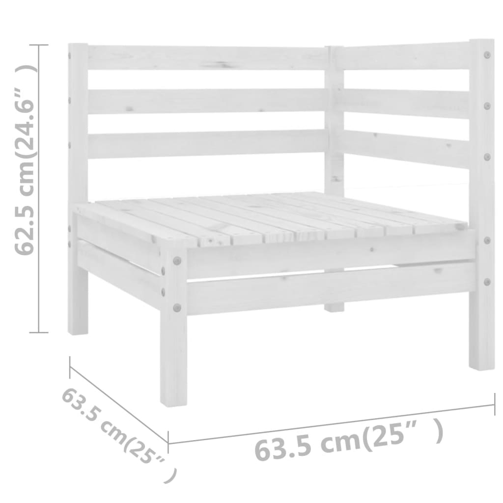 11-delige Loungeset massief grenenhout wit