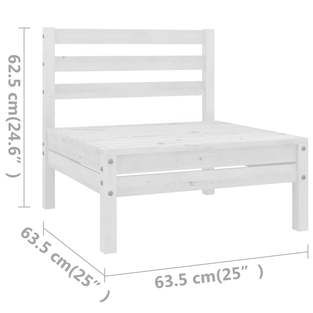 11-delige Loungeset massief grenenhout wit