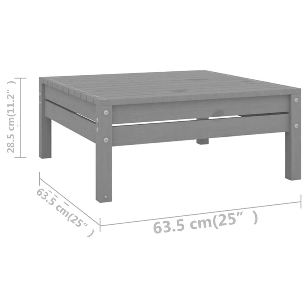 12-delige Loungeset massief grenenhout grijs