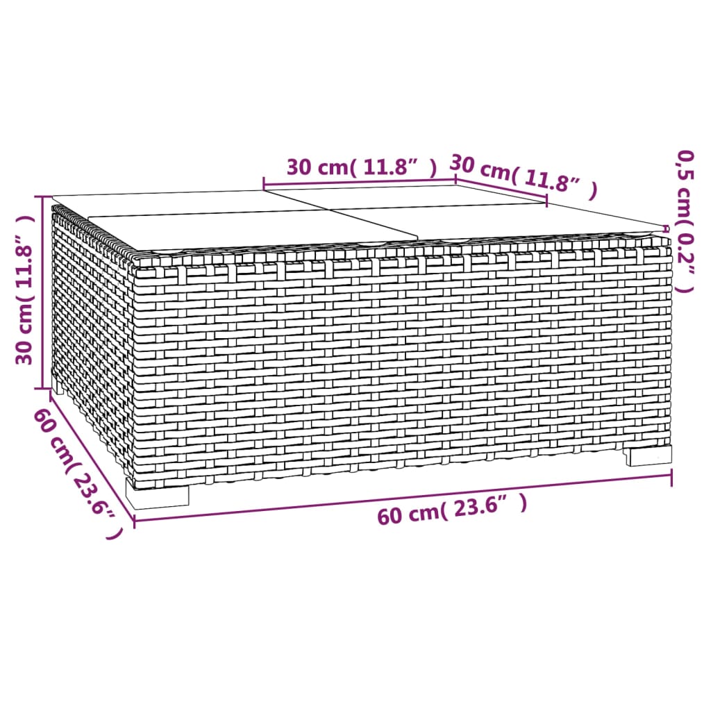 3-delige Loungeset met kussens poly rattan zwart