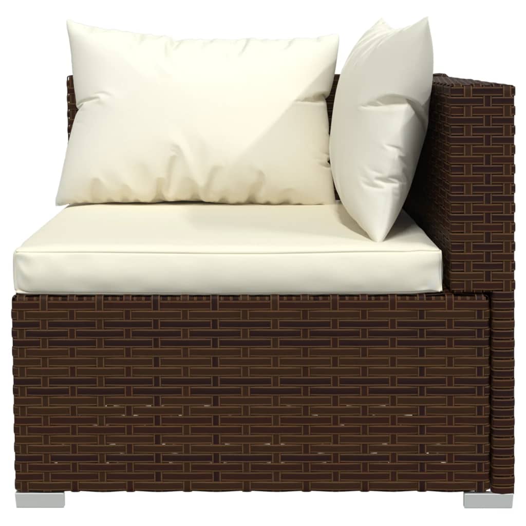 3-delige Loungeset met kussens poly rattan bruin