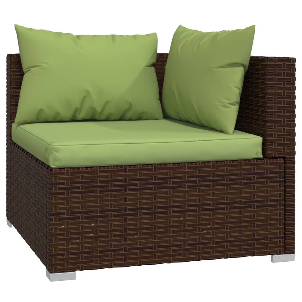 3-delige Loungeset met kussens poly rattan bruin