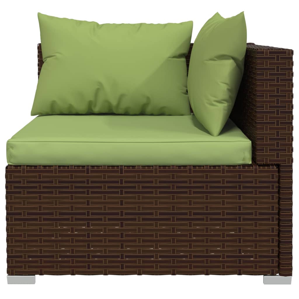 3-delige Loungeset met kussens poly rattan bruin