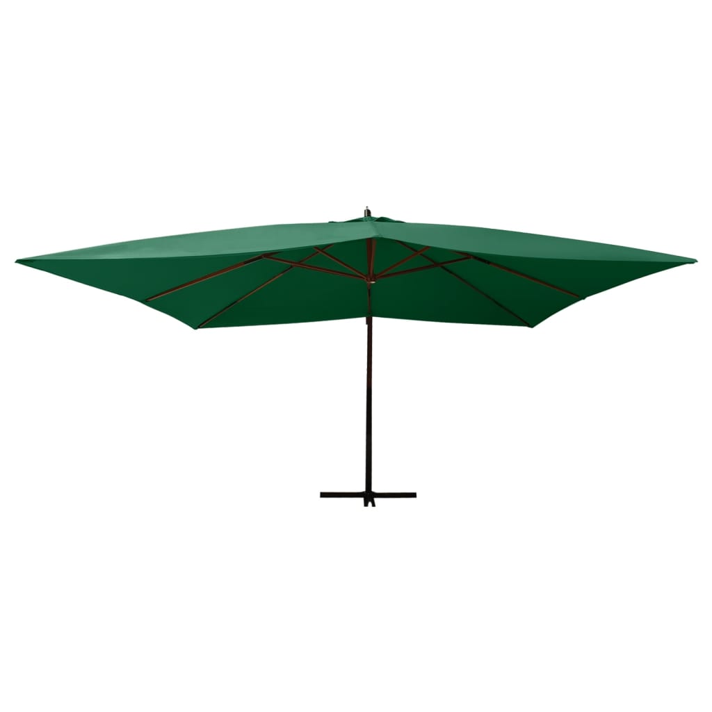 Zweefparasol met houten paal 400x300 cm groen