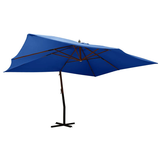 Zweefparasol met houten paal 400x300 cm azuurblauw