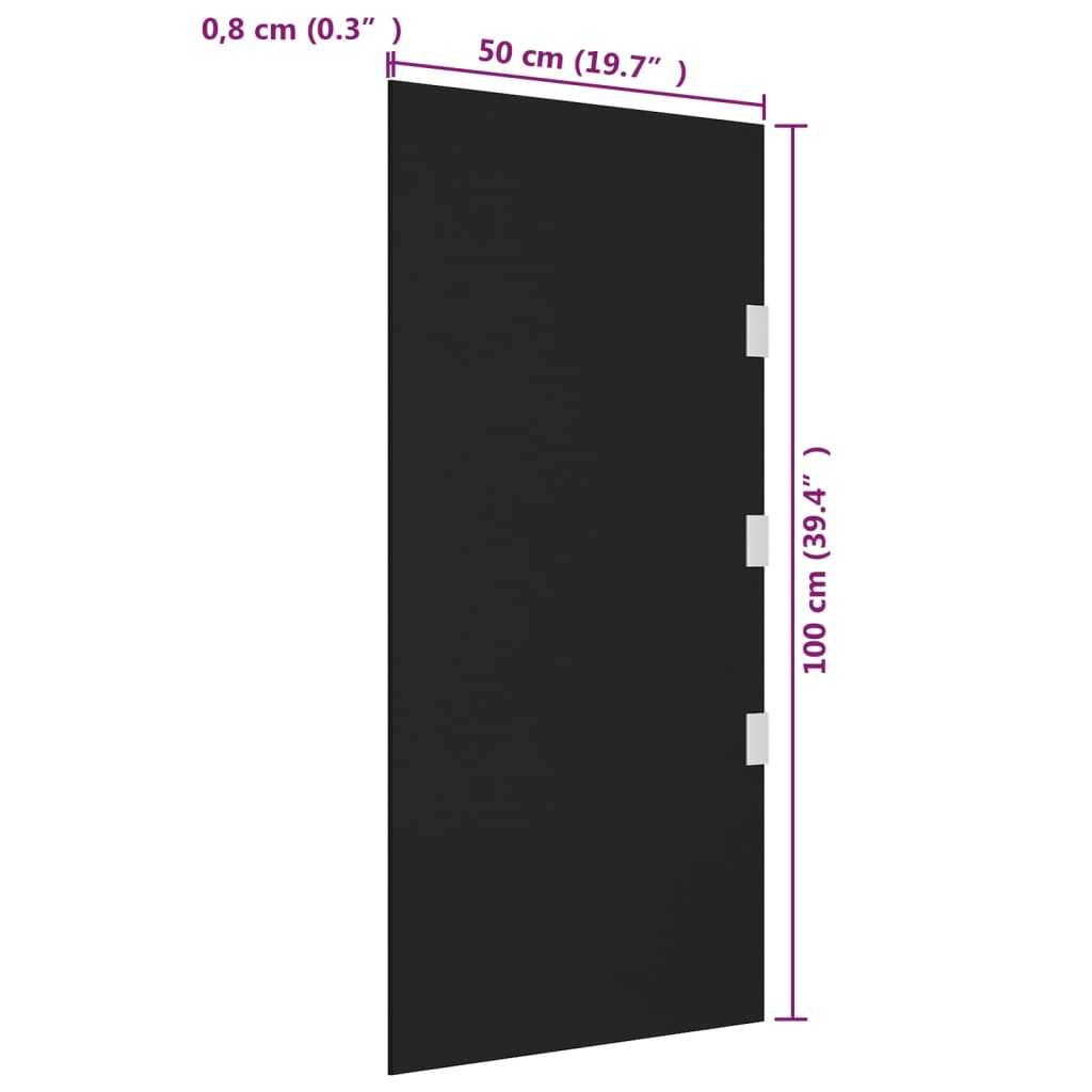 Zijpaneel voor deurluifel 50x100 cm gehard glas zwart