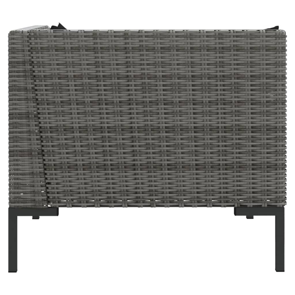 3-delige Loungeset halfrond poly rattan donkergrijs