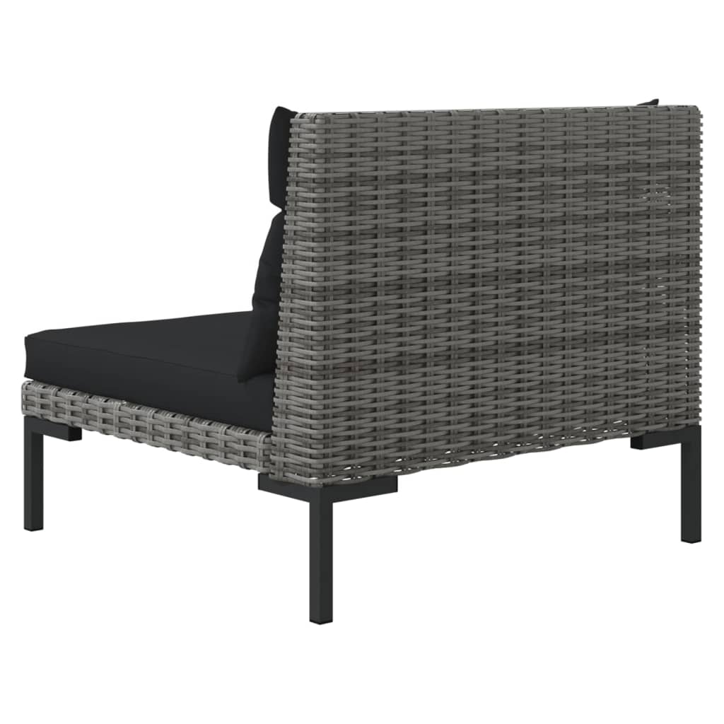 3-delige Loungeset halfrond poly rattan donkergrijs