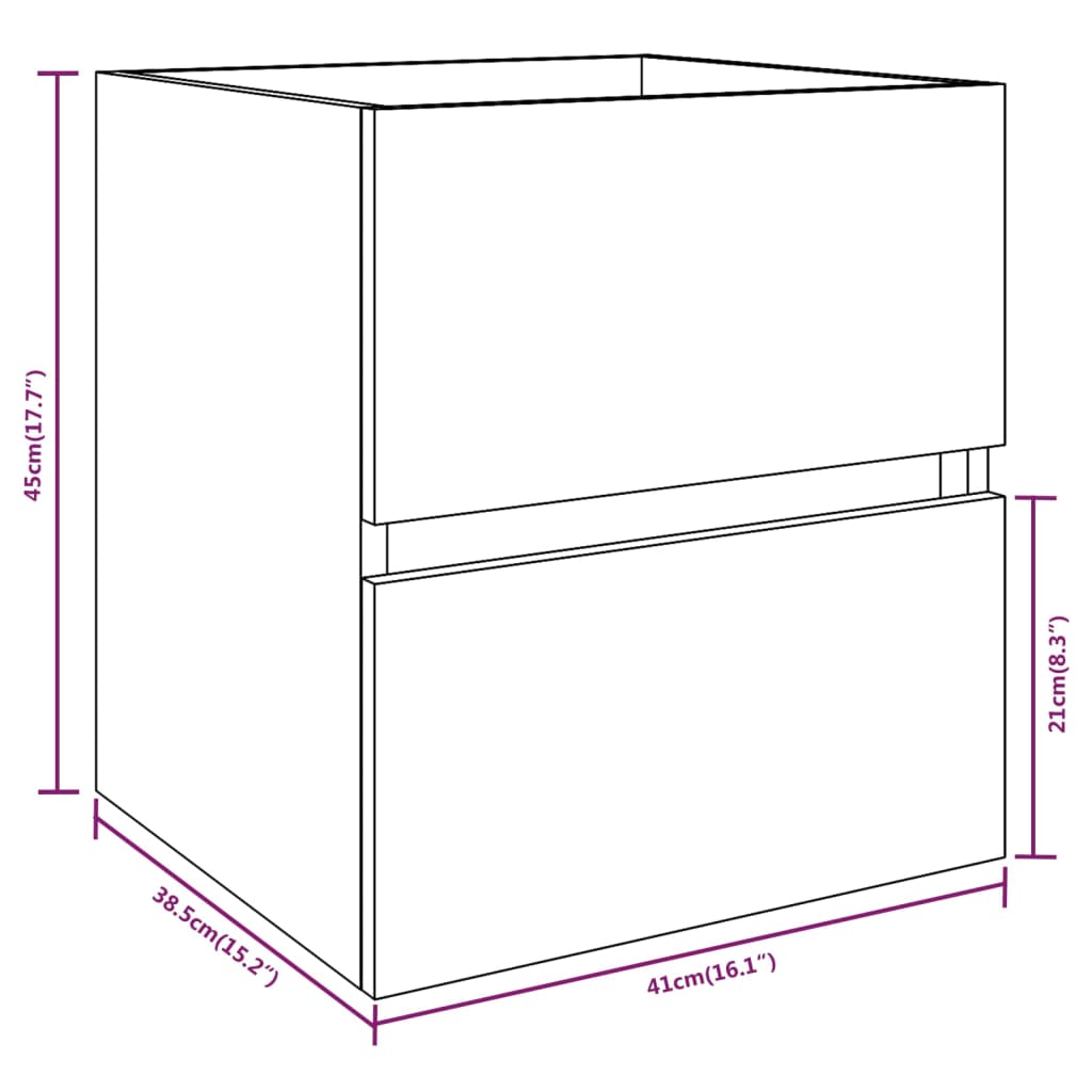 Wastafelkast 41x38,5x45 cm bewerkt hout bruin eikenkleur