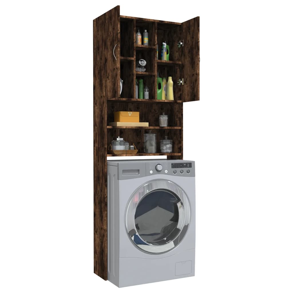 Wasmachinekast 64x25,5x190 cm gerookt eikenkleurig