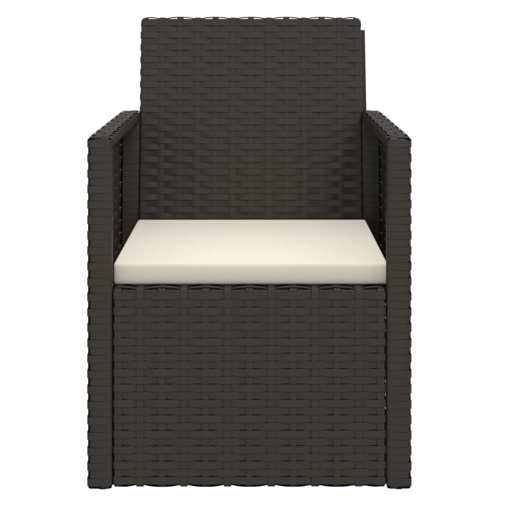 3-delige Loungeset met kussens poly rattan zwart