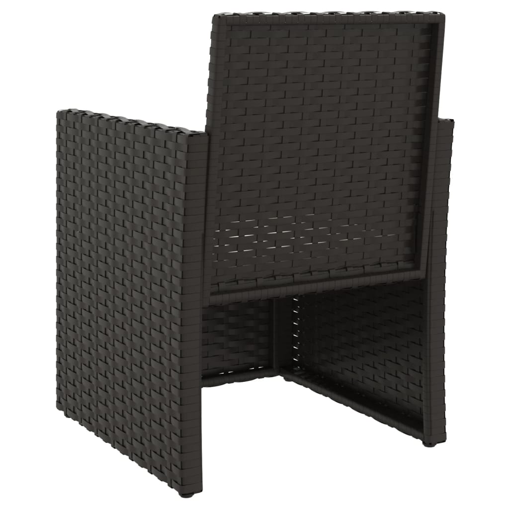 3-delige Loungeset met kussens poly rattan zwart