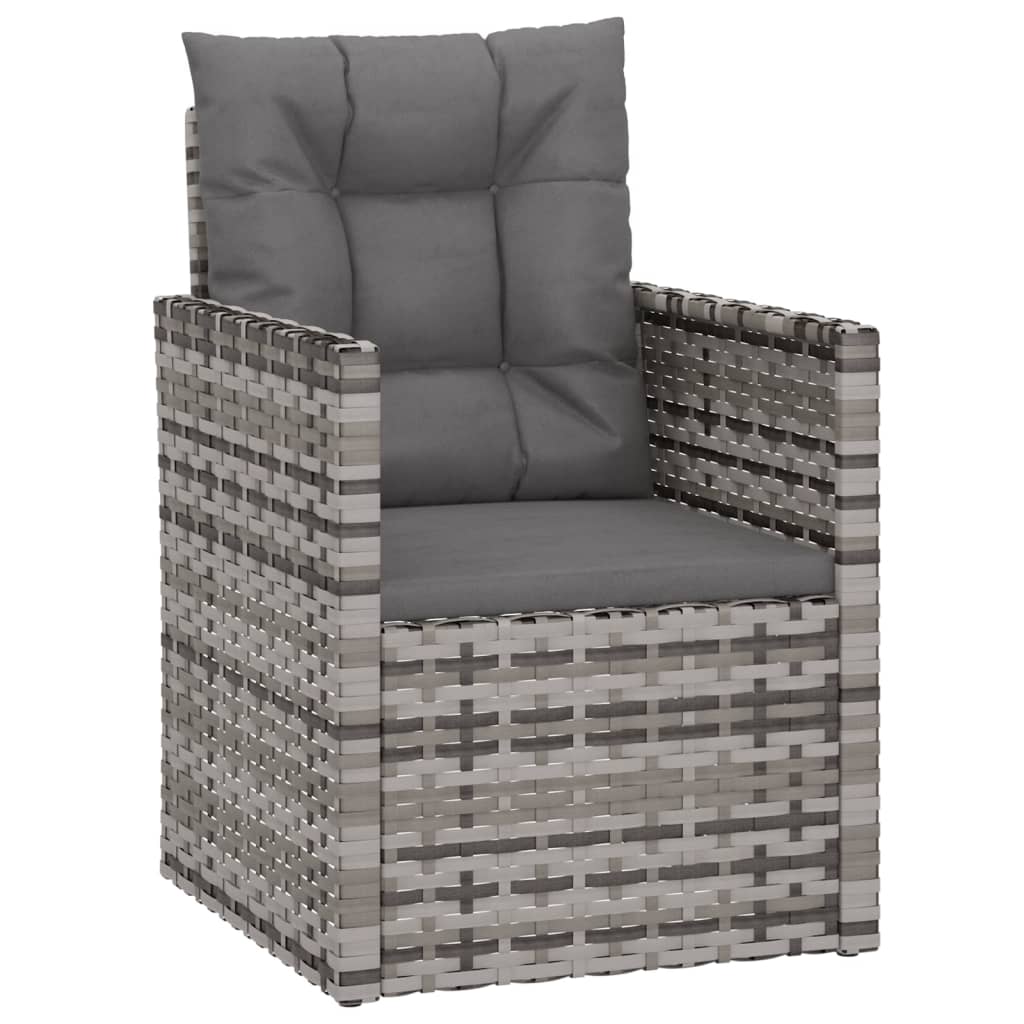 3-delige Loungeset met kussens poly rattan grijs