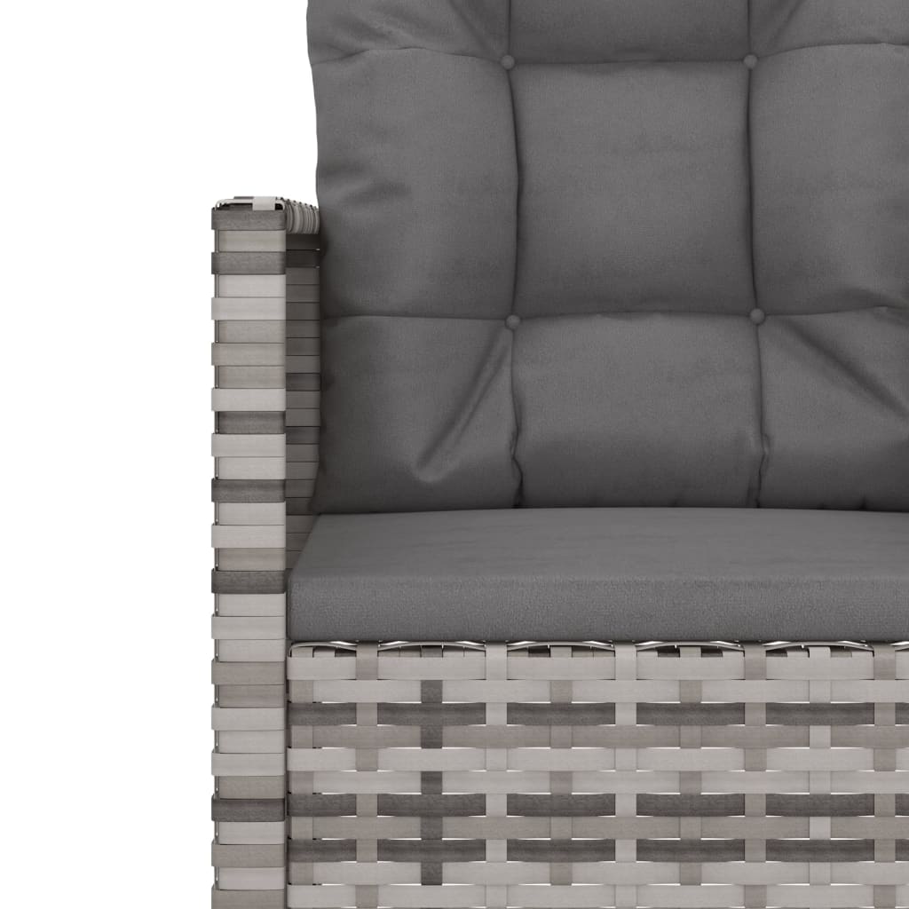 3-delige Loungeset met kussens poly rattan grijs