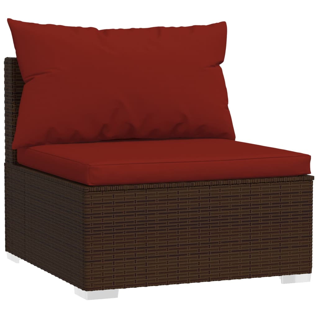 2-delige Loungeset met kussens poly rattan bruin