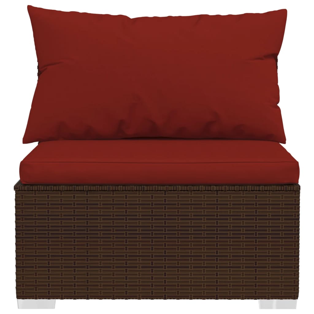 2-delige Loungeset met kussens poly rattan bruin