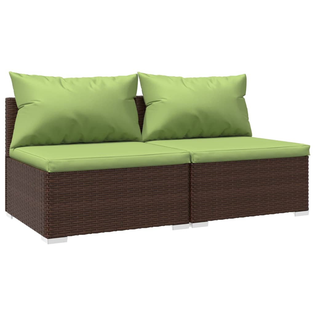 2-delige Loungeset met kussens poly rattan bruin