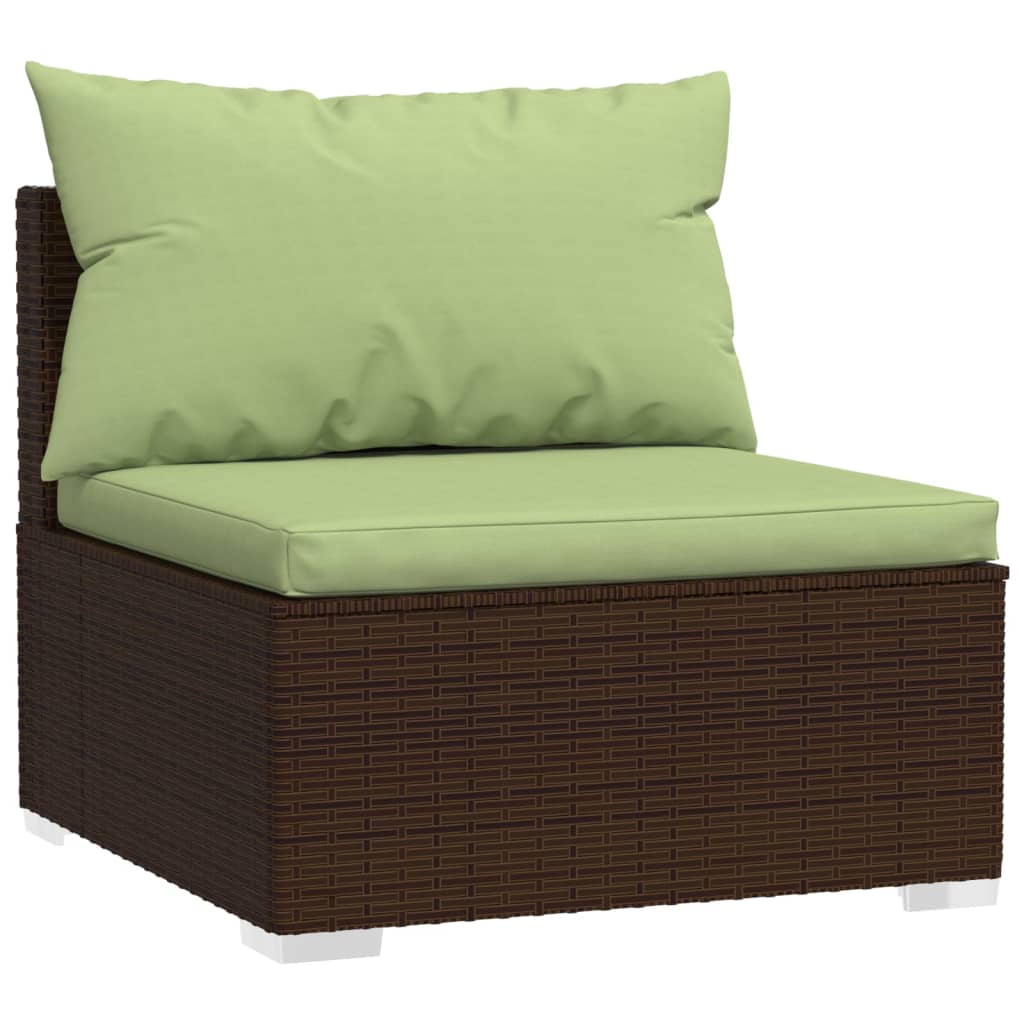 2-delige Loungeset met kussens poly rattan bruin