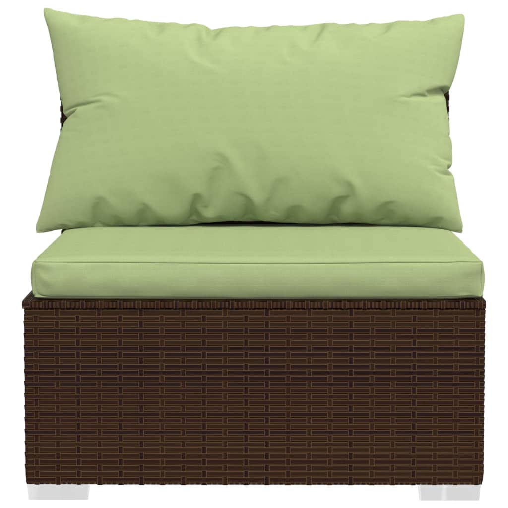 2-delige Loungeset met kussens poly rattan bruin