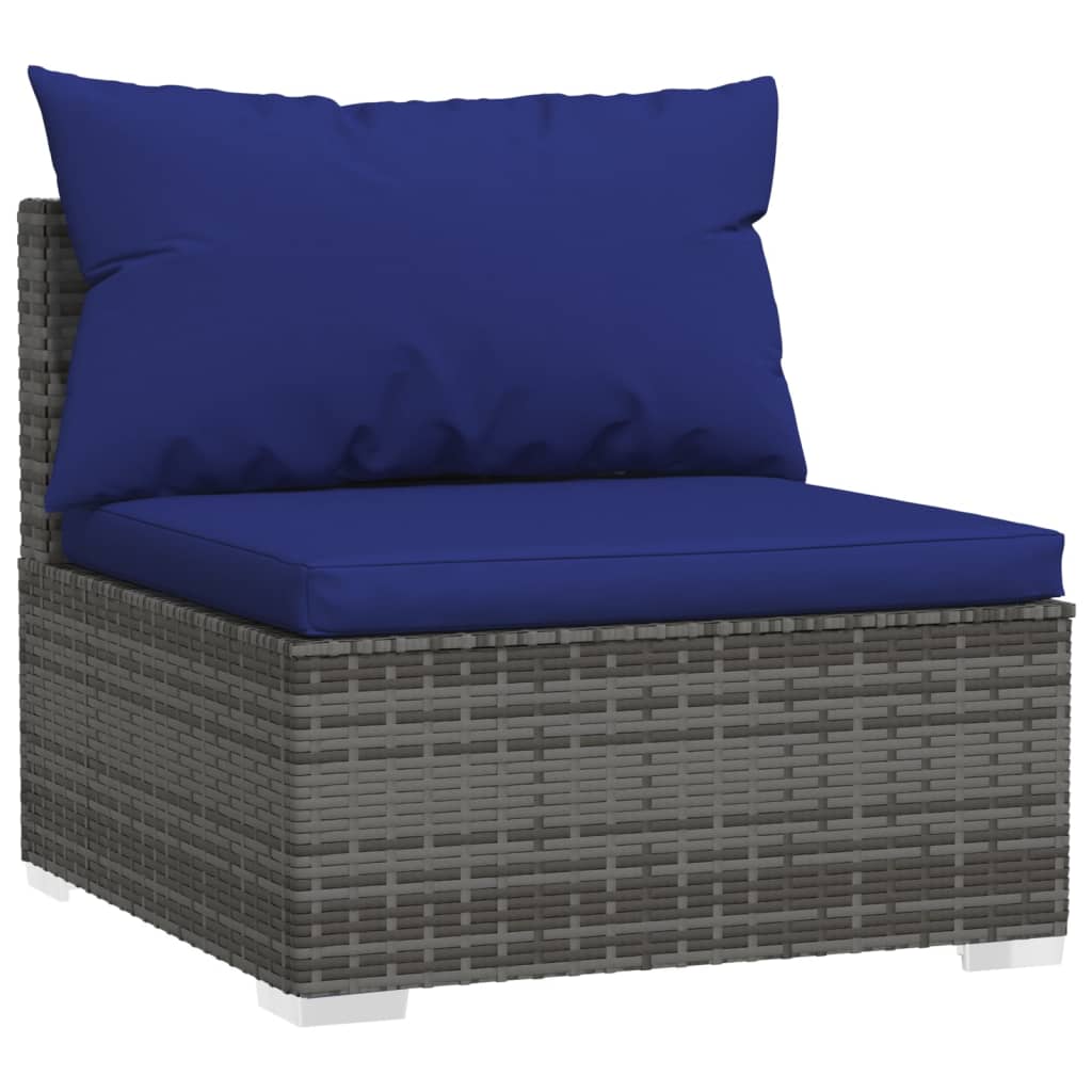 2-delige Loungeset met kussens poly rattan grijs