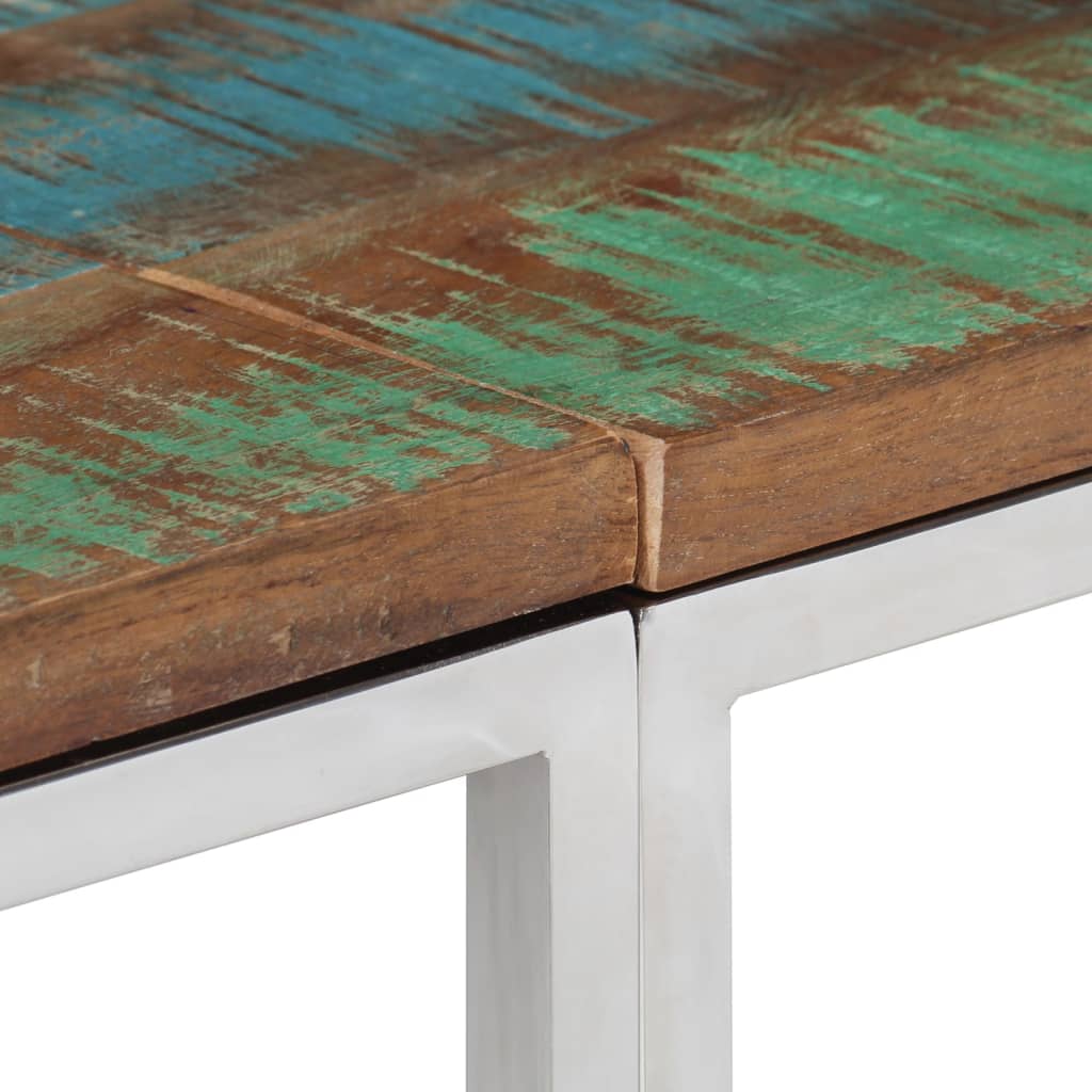 Wandtafel roestvrij staal en massief gerecycled hout zilver